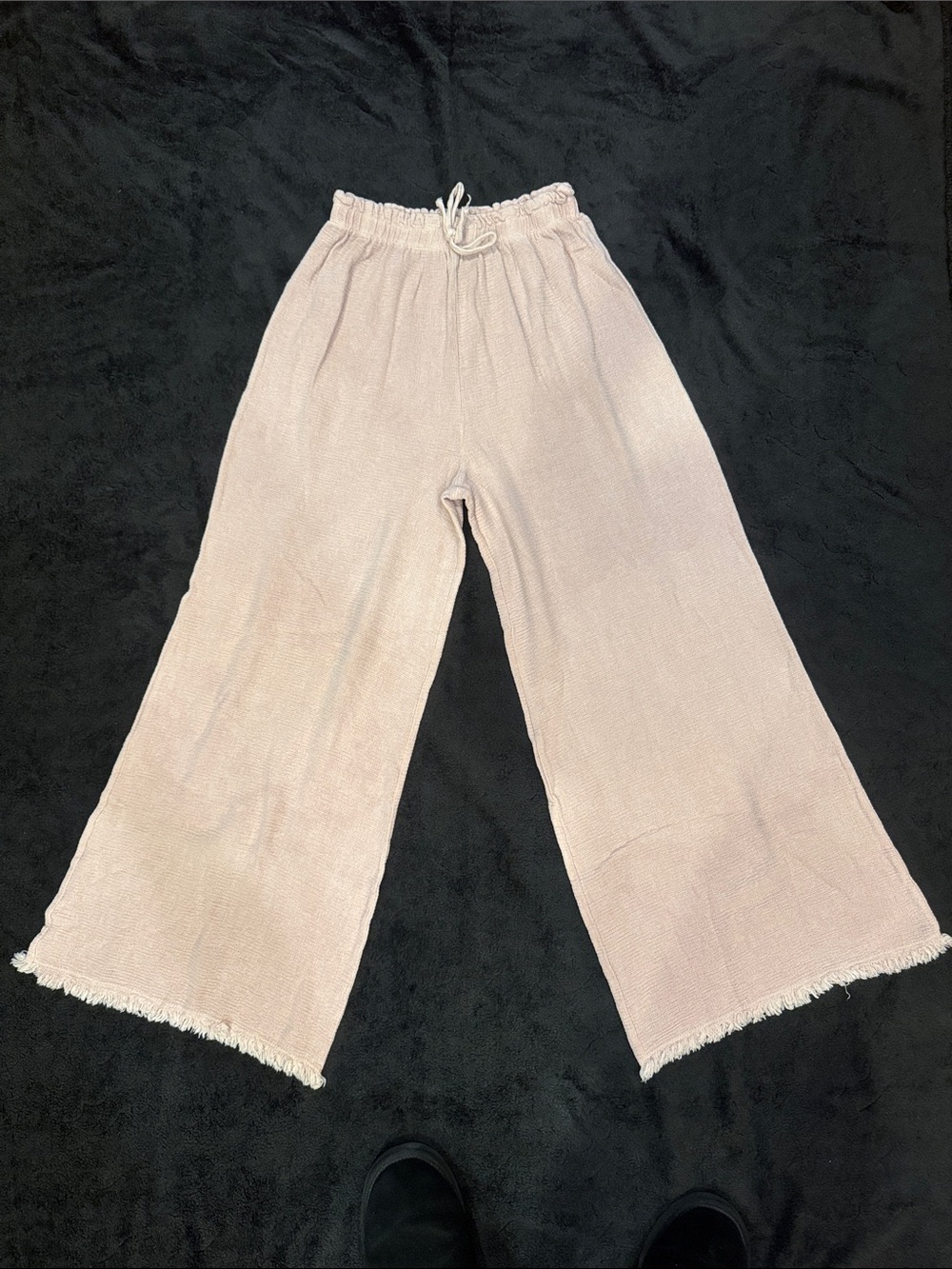Wide Leg Linen-Blend Pants in Dusty Pink